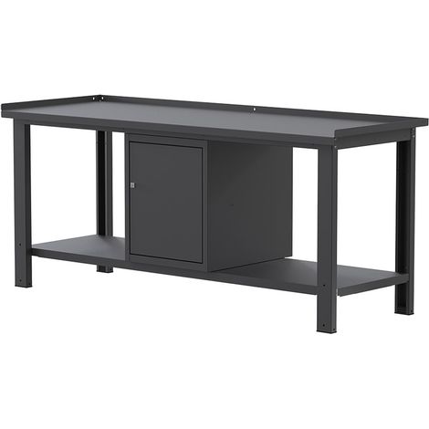 Banco da lavoro SOGI X3N116A - 2 m - piano in acciaio - armadio con anta - grigio antracite (1/4)