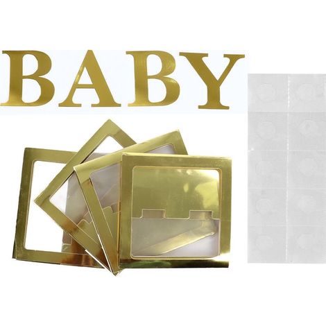 Transparente goldene Ballonbox für Babypartys, sicher und unbedenklich, vorgefaltetes Papier, durchsichtiger Kunststoff, Partydekoration (1/5)