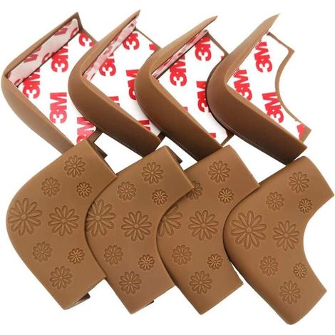 Protecteurs de coin de bébé, protecteurs de coin de sécurité de coin de meubles de table en silicone marron 8 PCS (1/5)