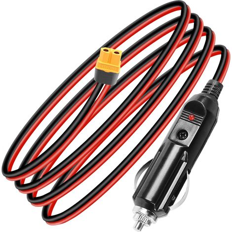Câble adaptateur allume-cigare 12/24 V vers XT60, 14 AWG, 1,5 m (4,9 pi), connecteur de chargeur allume-cigare XT60 pour voitures/camions et générateurs solaires, pour le raccordement à un générateur (1/5)