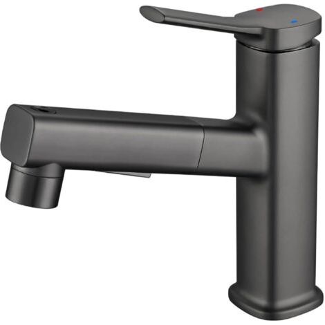 Robinet de salle de bain, trois modes d'eau (jet, jet, fontaine), pulvérisateur extractible (gris) (1/5)