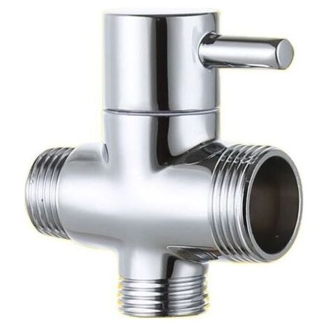 Ikodm – Vanne de dérivation mâle 20 mm et 25 mm – Adaptateur en T en laiton chromé – Vanne d'entrée d'eau à 3 voies pour douche (1/5)