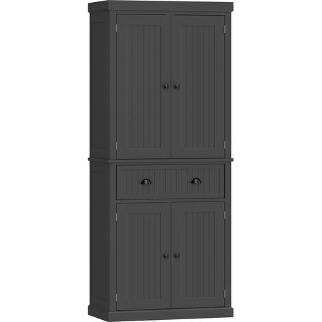 Buffet haut cuisine 4 portes tiroir étagères réglables noir 76,2 x 40,2 x 183 cm