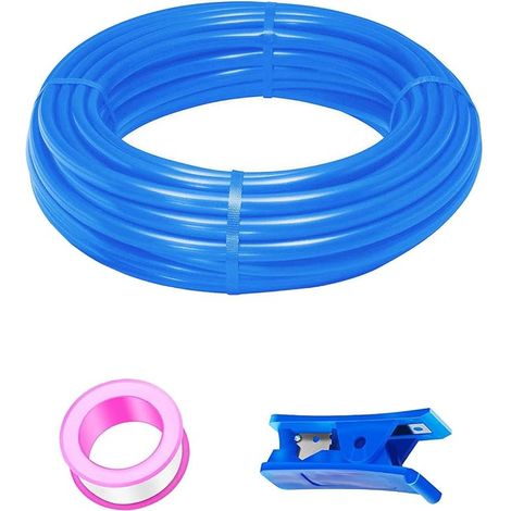 20 Meter Polyurethane Hose Blue Pneumatic, PU Air Hose, 10 mm OD x 6.5 mm ID, Polyurethane PU Air Kit + 1 Piece Hose Cutter (1/5)