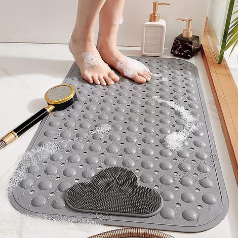 tapis De Bain Antidrapant, Tapis De Douche (gris, 4070cm) Avec Massage Des Pieds, Tapis De Bain Cologique En Pvc Anti-moisissure, Tapis De Bain D (1/5)