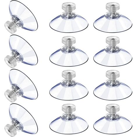 12 ventosas grandes de plástico transparente anticolisión, con tornillo y tuerca de metal, de PVC transparente y resistente, con tuerca de repuesto (40M5-10) (1/4)