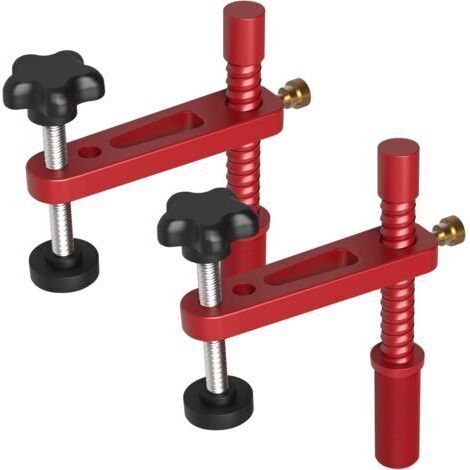BUNTHAUS Lot de 2 colliers de serrage pour chien de banc de 20 mm, pinces de maintien à action rapide, pinces MFT réglables en métal à action rapide pour établi de travail du bois (20 mm)