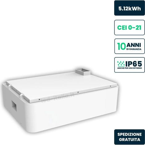 Batería de almacenamiento apilable V-TAC de 5,12 kWh LiFePO4, alta tensión, CEI 0-21 IP65