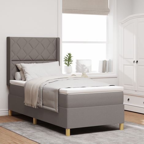 Box Spring Bed with Mattress Taupe 100 x 200 cm Fabric vidaXL (1/5)