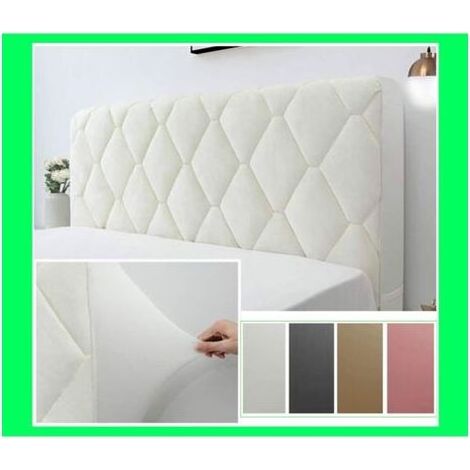Housse de Tête de Lit, Couverture de Tête de Lit Protecteur Housse Décorative Chambre à Coucher épaissi Pack Souple Anti-poussière Couvertur Stretch Housse,Milky White,180cm(71inch) (1/5)