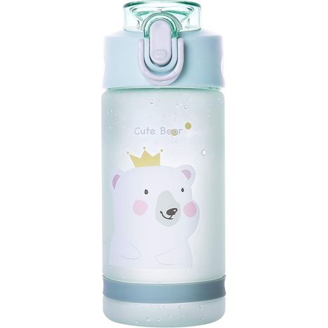 1 tasse d'eau en paille pour enfants, bouteille d'eau en plastique sans BPA de 500 ml, tasse d'étudiant (vert) (1/4)