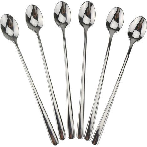 Cuillère À Long Manche - Acier Inoxydable 18/10 - 220 mm - Pour Thé Glacé Café Cocktail Milkshake - Lot De 6 (1/5)