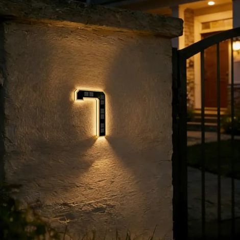 Numéros de maison solaires, panneau d'adresse LED étanche de 23 cm (9 pouces) pour usage extérieur, 7/7 (1/5)
