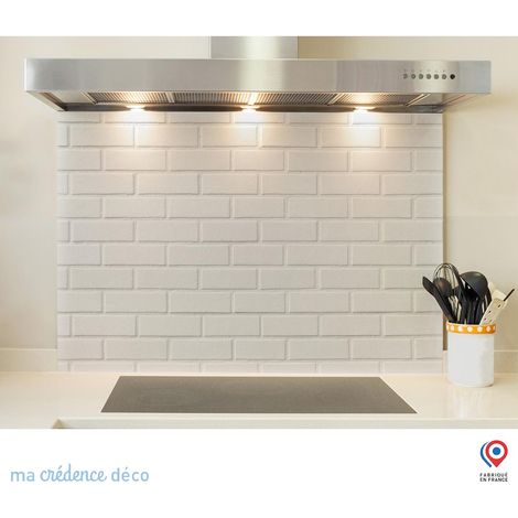 Fond de hotte : Briques blanches - Verre trempé - 60 cm - 45 cm (1/5)