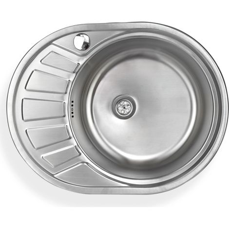 Edelstahl Rundspüle "Calypso SR" mit linksseitiger Abtropffläche (1/5)