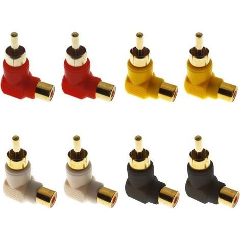 connettori RCA maschio-RCA femmina placcati in oro, adattatori ad angolo retto a 90 gradi (4 colori) (1/4)