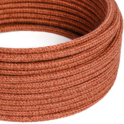 Creative-Cables Cavo elettrico rivestito in juta, Arancione Argilla RN27, 2 x 0,75 mm², 1 m, Rotondo