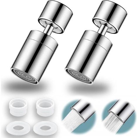 360° Swivel Kitchen Faucet Nozzle, 2 Modes, Rotating Kitchen Faucet Nozzle, Large for Kitchen Sinks, Bathroom Washbasin (Silver) (1/5)