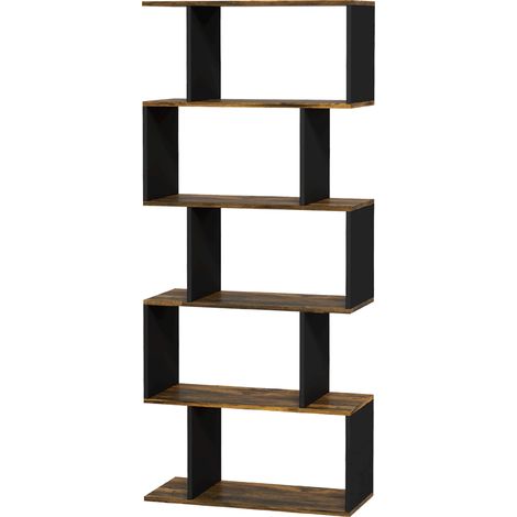 HOMCOM Libreria Asimmetrica in Legno con 5 Ripiani 70x29.5x163cm Marrone (1/5)