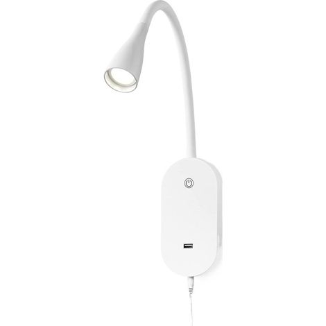 Lampe de chevet LED murale tactile à intensité variable, lampe de tête de lit LED avec port USB et col de cygne flexible, 4 niveaux de luminosité, lu (1/5)