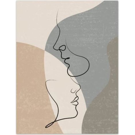 Abstrait Boho Toile tableau Peinture Couple Une Ligne Dessin Murale Art Couple Ligne Amour Affiche Pour Salon Decoration La Maison (1/3)