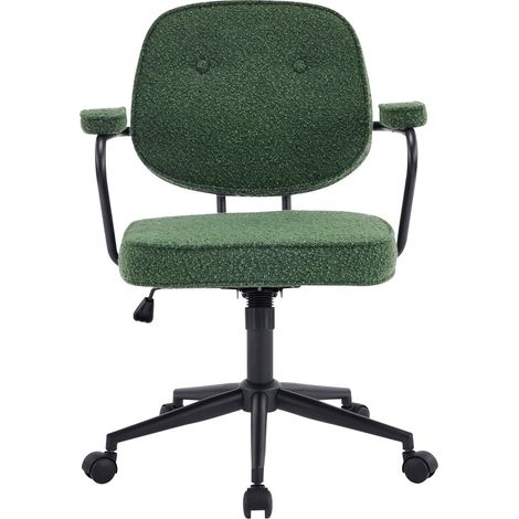 Fauteuil de bureau pivotant et réglable en hauteur en tissu bouclé vert - Ann (1/5)