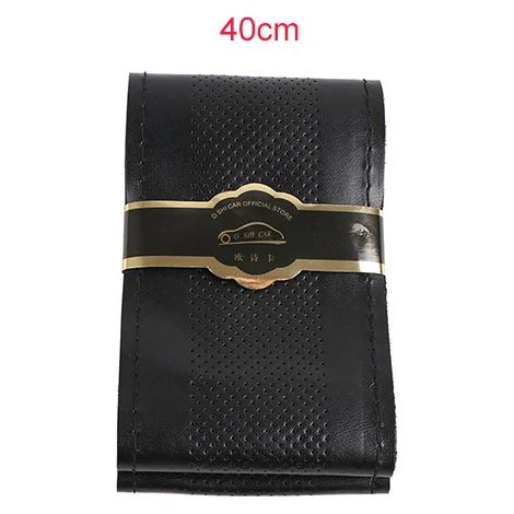 (40 cm, liseré noir) Housse de volant haut de gamme en cuir véritable, respirante et tressée, compatible avec les voitures et SUV de 10 cm de diamètre. (1/5)