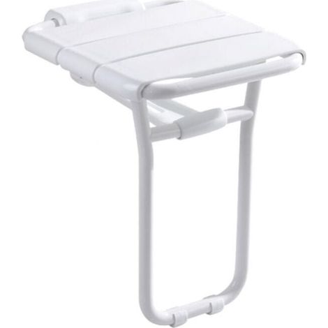 White epoxy coated aluminum folding shower seat, non-slip wall mounted shower seat for bathroom YMYNY