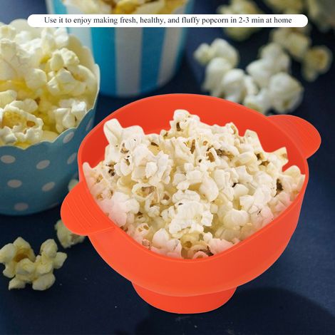 Rote, faltbare Silikon-Mikrowellen-Popcornschüssel mit Deckel und Griff, wiederverwendbarer Behälter, lebensmittelecht, 1 Stück (1/5)