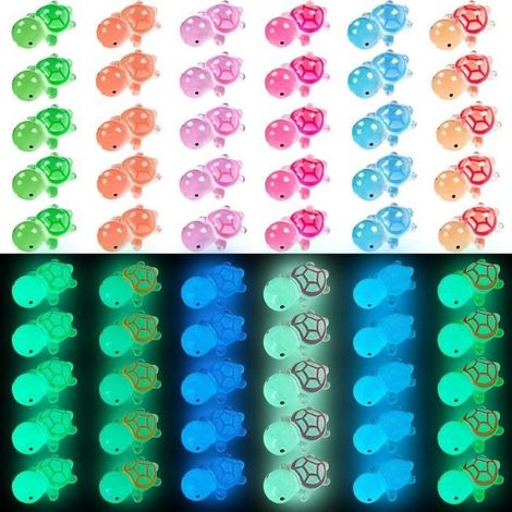 Lot de 60 petites tortues lumineuses, 6 couleurs, mini tortues en résine, brillent dans le noir, maison de poupée, micro-paysage (1/4)