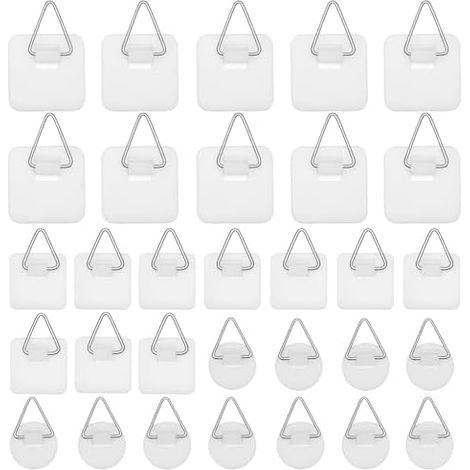 30 Pièces Crochet Adhesif Mural , Accroche Tableau Invisibles, Attache Murale sans Percer, Fixation Cadre Percer pour Photos Tableaux Art Modèle - (1/5)