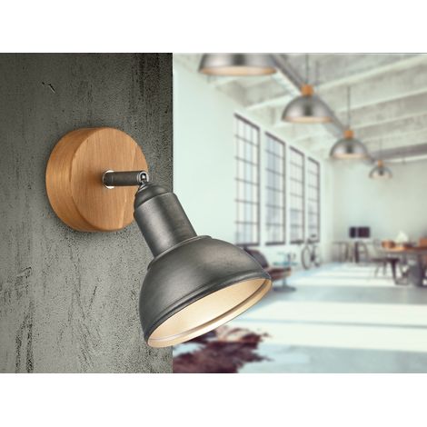Wandstrahler DELHI Holz & Metall Silber Antik, Breite 11,5cm