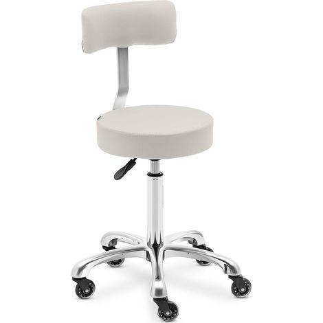 Silla Wells color beige, taburete cosm茅tico con respaldo, con ruedas, hasta 150 kg. (1/5)