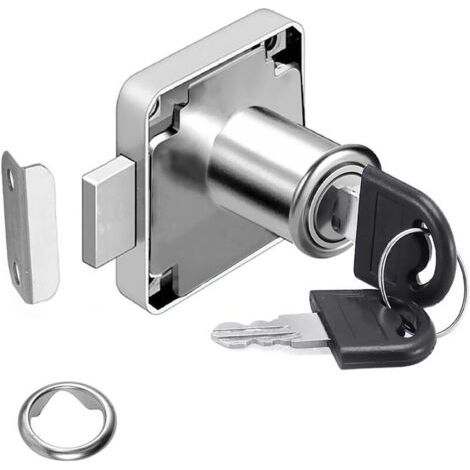 Serrure à came de 22 mm, serrure de boîte aux lettres, serrure d'armoire, serrure de coffre-fort, livrée avec différentes clés, convient aux meubles, armoires, boîtes aux lettres, tiroirs, bureaux, et (1/4)