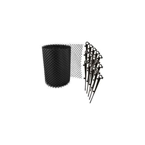 Protector de canalones de polipropileno negro / 6 m x 0,16 m + fijaciones. Proteja sus canalones de la caída de hojas - Crezuo