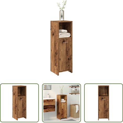 Rangement salle de bain - Armoire de salle de bain vieux bois 30x30x95 cm bois ingénierie (1/5)