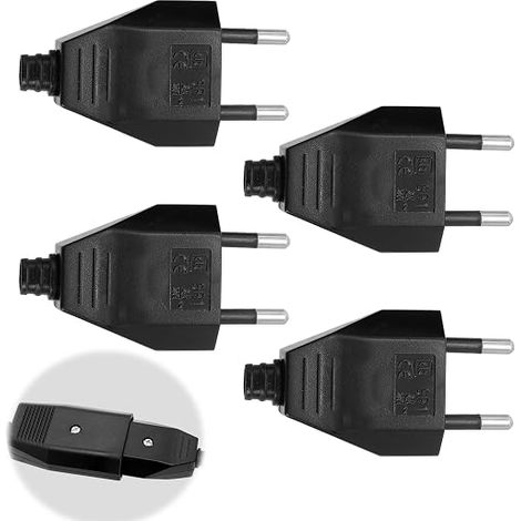 fiches européennes plates noires - 220 V - 2,5 A - Prise d'alimentation compacte pour espaces étroits - Pour lampes, décoration, appareils ménagers et rallonges (1/5)