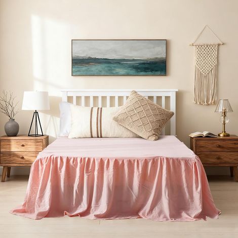 Bed Skirt Elegant Bed Skirt 140 x 200 cm with Ruffles, 45 cm Height, Wrap Around Style, for Slatted Base (1/5)