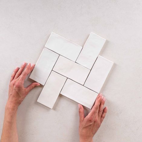 Faïence Effet Zellige Blanc FEZ Mat 6,2x12,5 cm White (1/3)