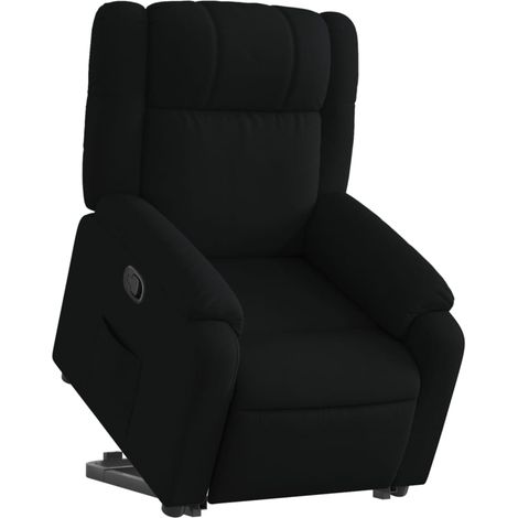 Poltrona relax TV rivestimento confortevole funzione sollevamento elettrico in tessuto nero DEC028119