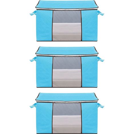 3 Pièces Grand sac de Rangement, petit sac à usages multiples Pliable Unterbett Bedside, de Stockage avec une Poignée, la Conservation des Couvertures, des Vêtements, des Couvertures, des Oreillers de (1/4)