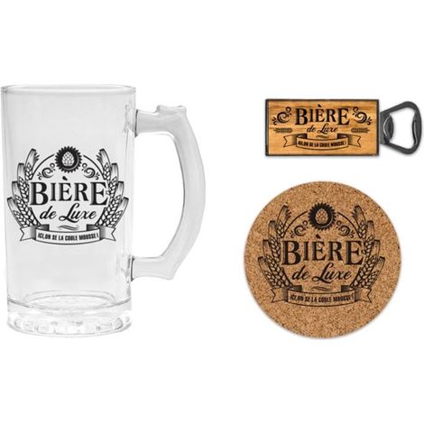 Coffret verre à bière, dessous de verre et décapsuleur (1/3)