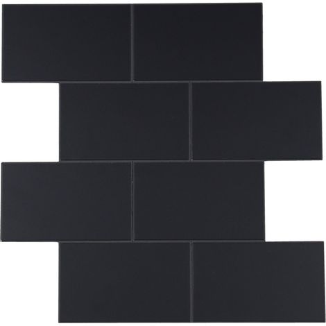Lot de 4 crédences adhésives murales 3D - Effet carrelage Noir 25x25 cm (1/5)