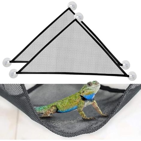 Lot de 2 Hamacs en Maille Respirante pour Reptiles – Adapté aux Dragons Barbus, Anoles, Geckos, Lézards et Serpents – Noir (1/4)