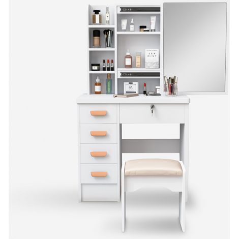 Tocador de maquillaje con espejo deslizante y taburete dormitorio Camilla (1/5)