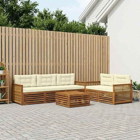 vidaXL Outdoor-Sofagarnitur mit Kissen 6 pcs Natur und Creme (1/5)