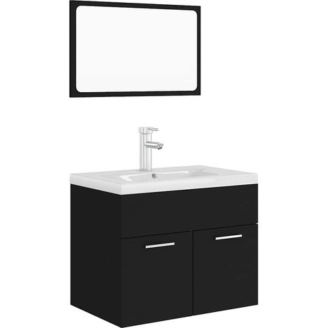 Maison Exclusive - Badmöbel-Set Schwarz Holzwerkstoff (1/5)