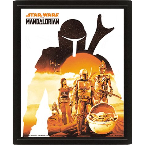 CUADRO - Puesta de sol en 3D, color blanco, mandaloriano de Star Wars