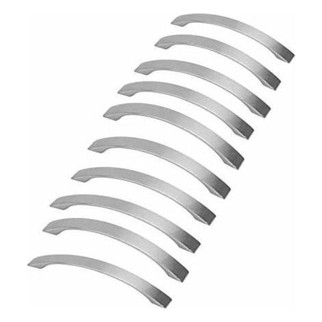HONORNIC - Lot de 10 Poignee de Meuble Cuisine - Chromées- Poignées de Porte Nickel Brossé Poignee de Cuisine inox entraxe 96mm (1/5)