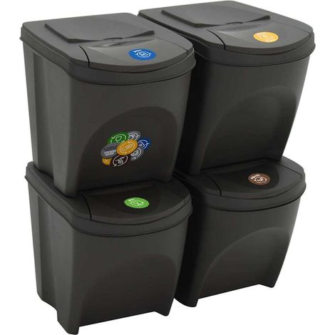 Maison Exclusive - Poubelles à ordures empilables 4 pcs Gris 100 L Polypropylène (1/5)